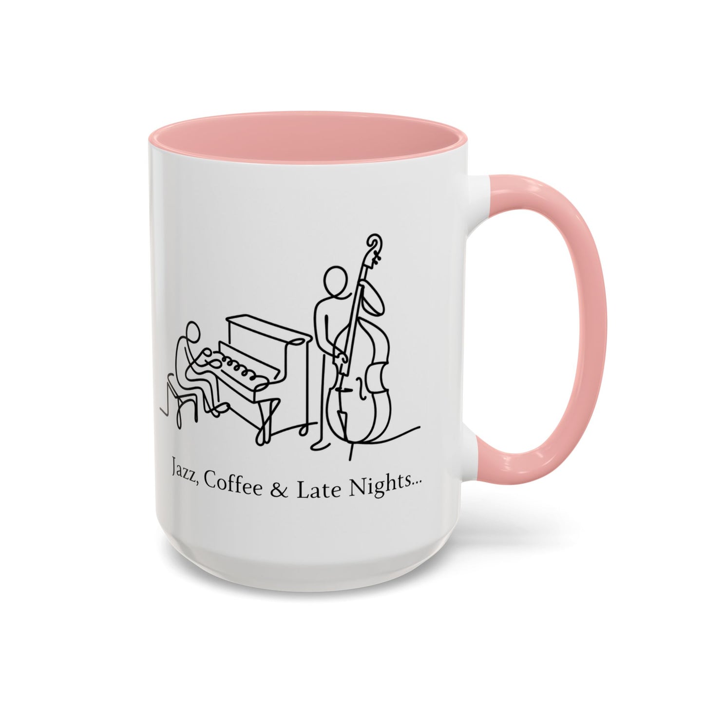 Jazz Coffee Mug — 'Jazz, Coffee & Late Nights' Accent Ceramic Mug (11/15oz)