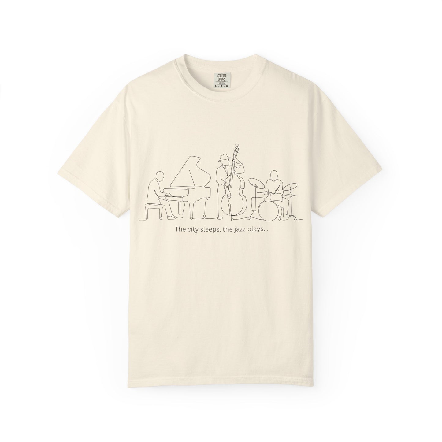 Jazz Band Line Art T-Shirt — "The City Sleeps" Minimal Music Tee