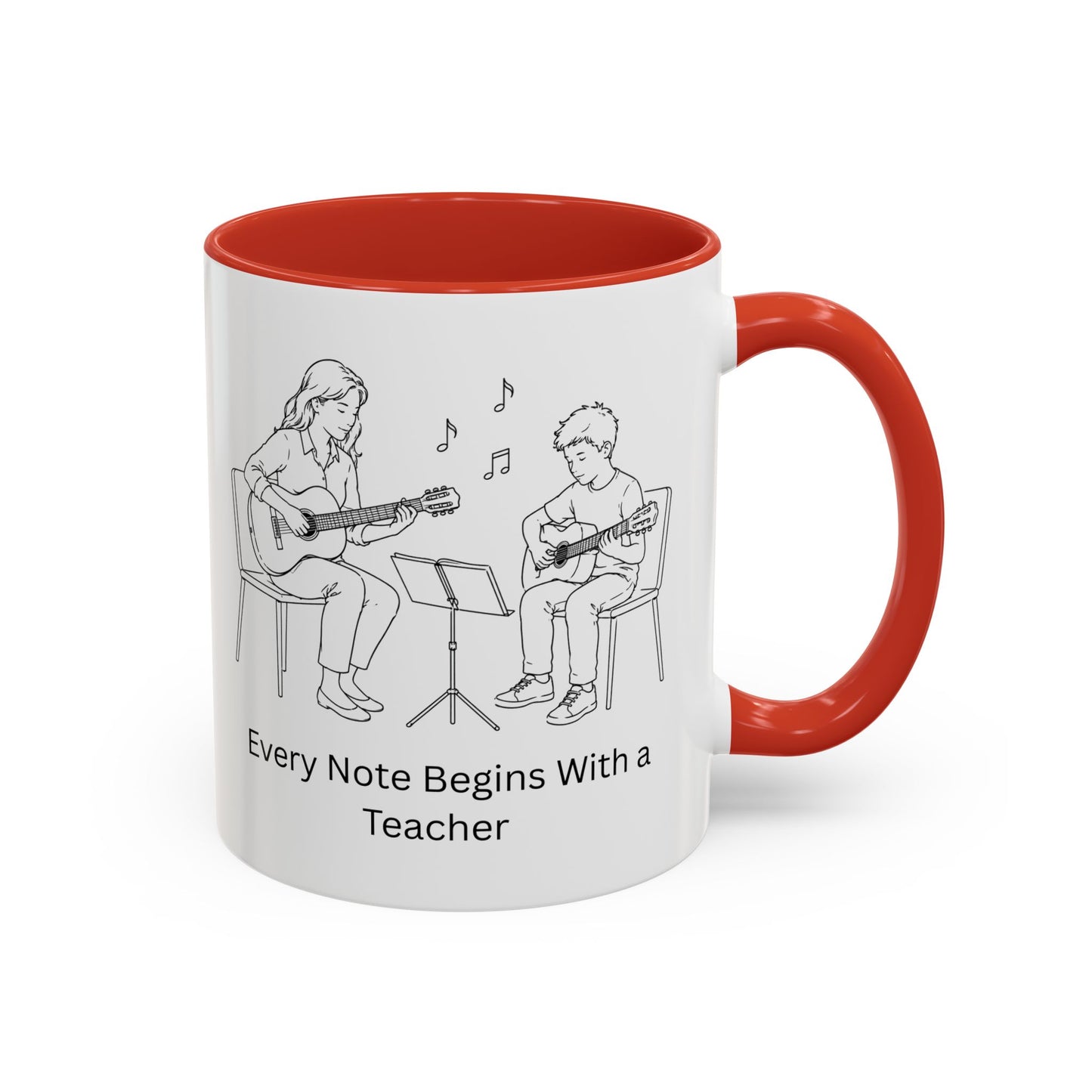 Guitar Teacher Coffee Mug - Every Note Begins With a Teacher