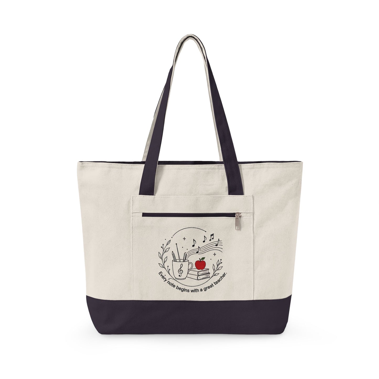 Music Teacher Appreciation Zippered Canvas Tote