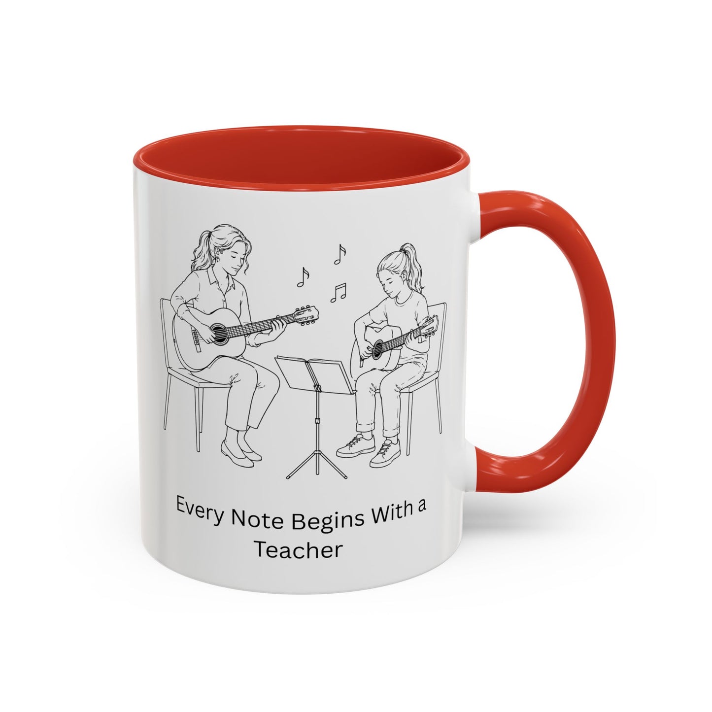 Guitar Teacher Coffee Mug - Every Note Begins With a Teacher