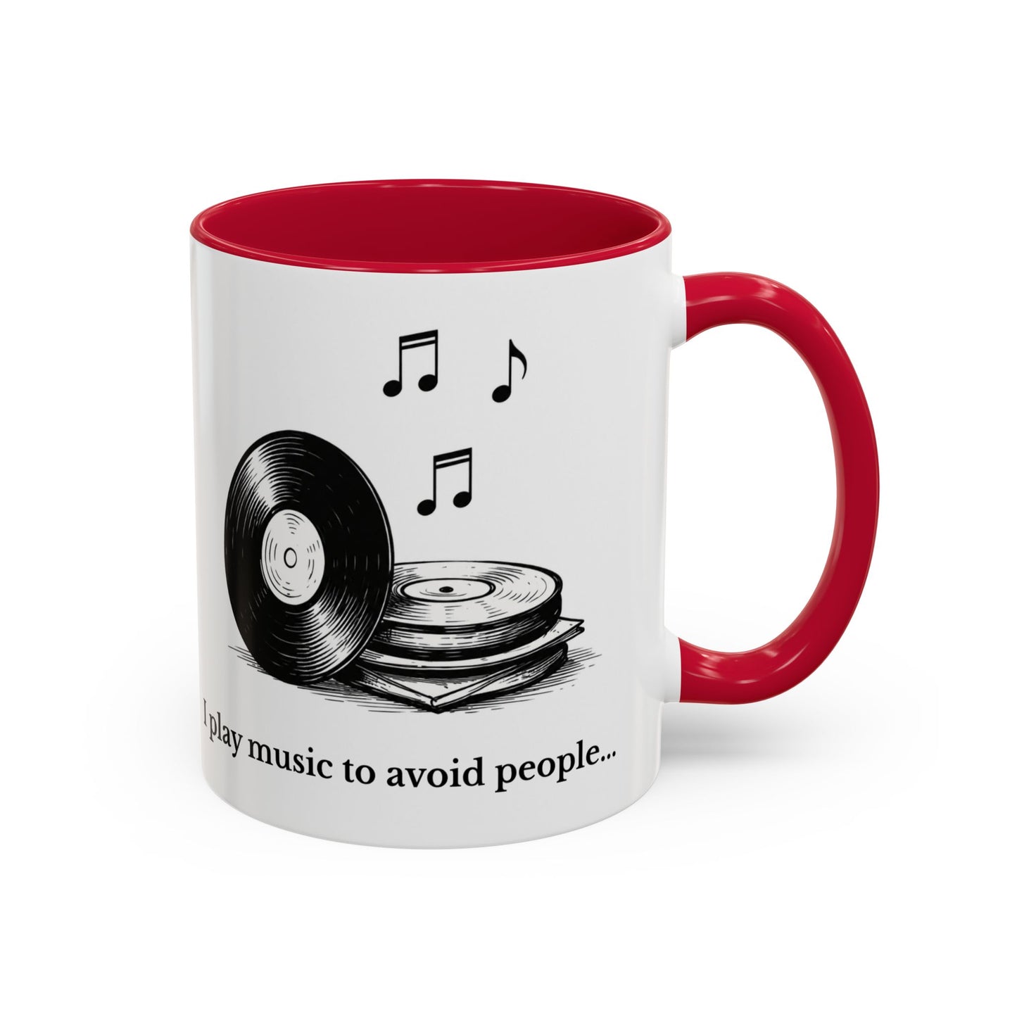 Music Lover Mug — "I Play Music to Avoid People" Ceramic Coffee Cup (11oz, 15oz)