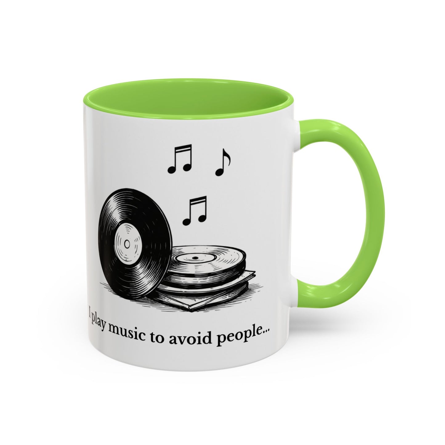 Music Lover Mug — "I Play Music to Avoid People" Ceramic Coffee Cup (11oz, 15oz)