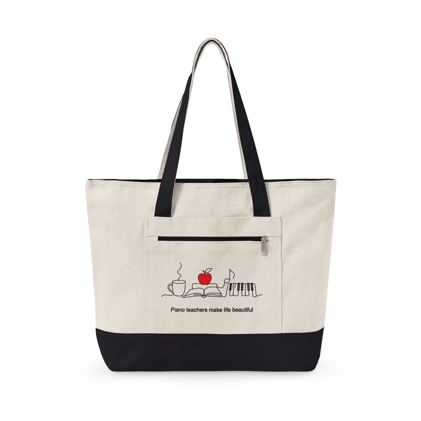 Piano Teachers Make Life Beautiful Zippered Canvas Tote