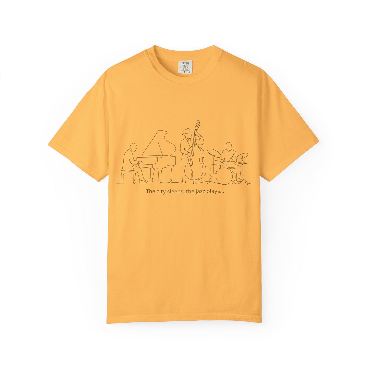 Jazz Band Line Art T-Shirt — "The City Sleeps" Minimal Music Tee
