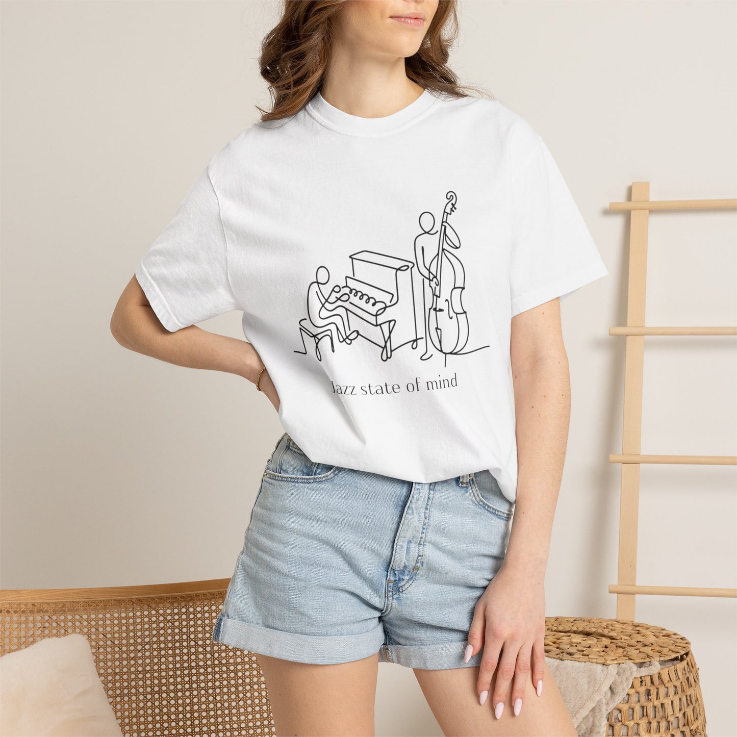 Jazz State of Mind T-Shirt - Minimalist Piano & Double Bass Music Tee