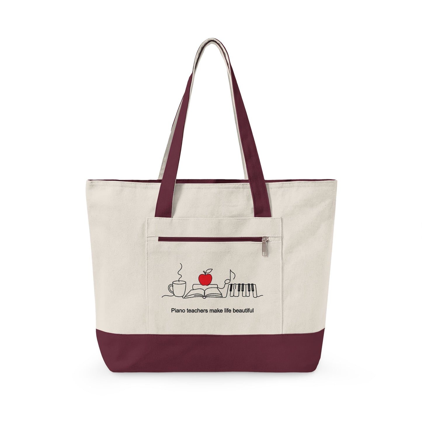 Piano Teachers Make Life Beautiful Zippered Canvas Tote