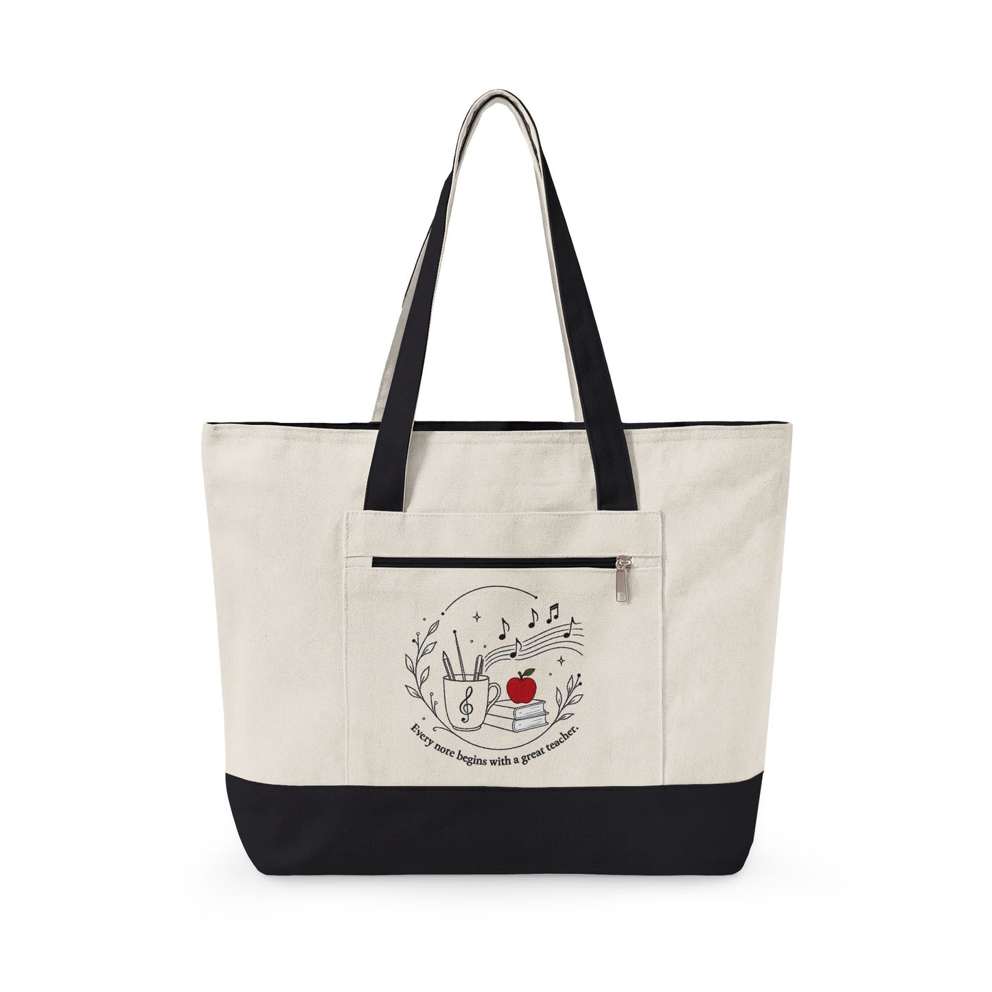Music Teacher Appreciation Zippered Canvas Tote
