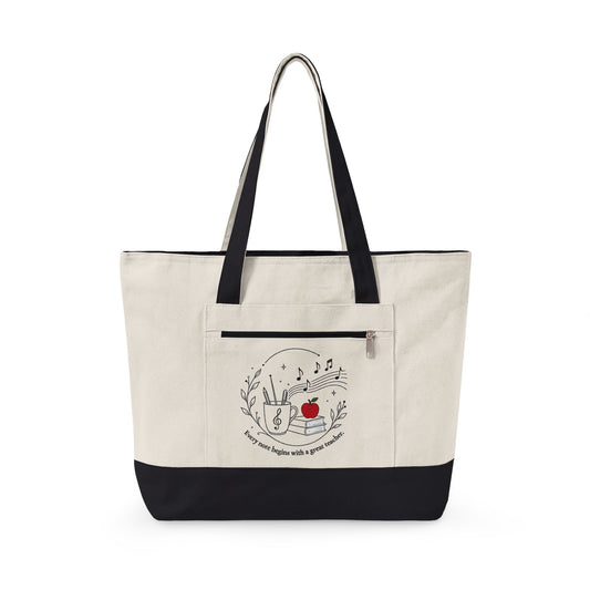 Music Teacher Appreciation Zippered Canvas Tote