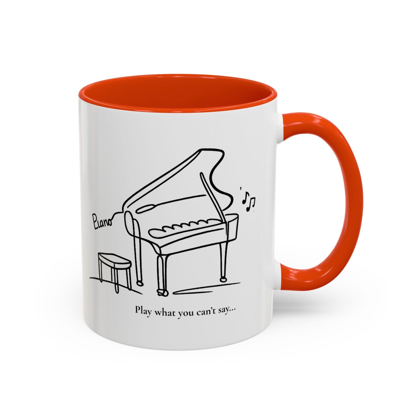 Piano Sketch Coffee Mug – "Play What You Can't Say" 11oz/15oz
