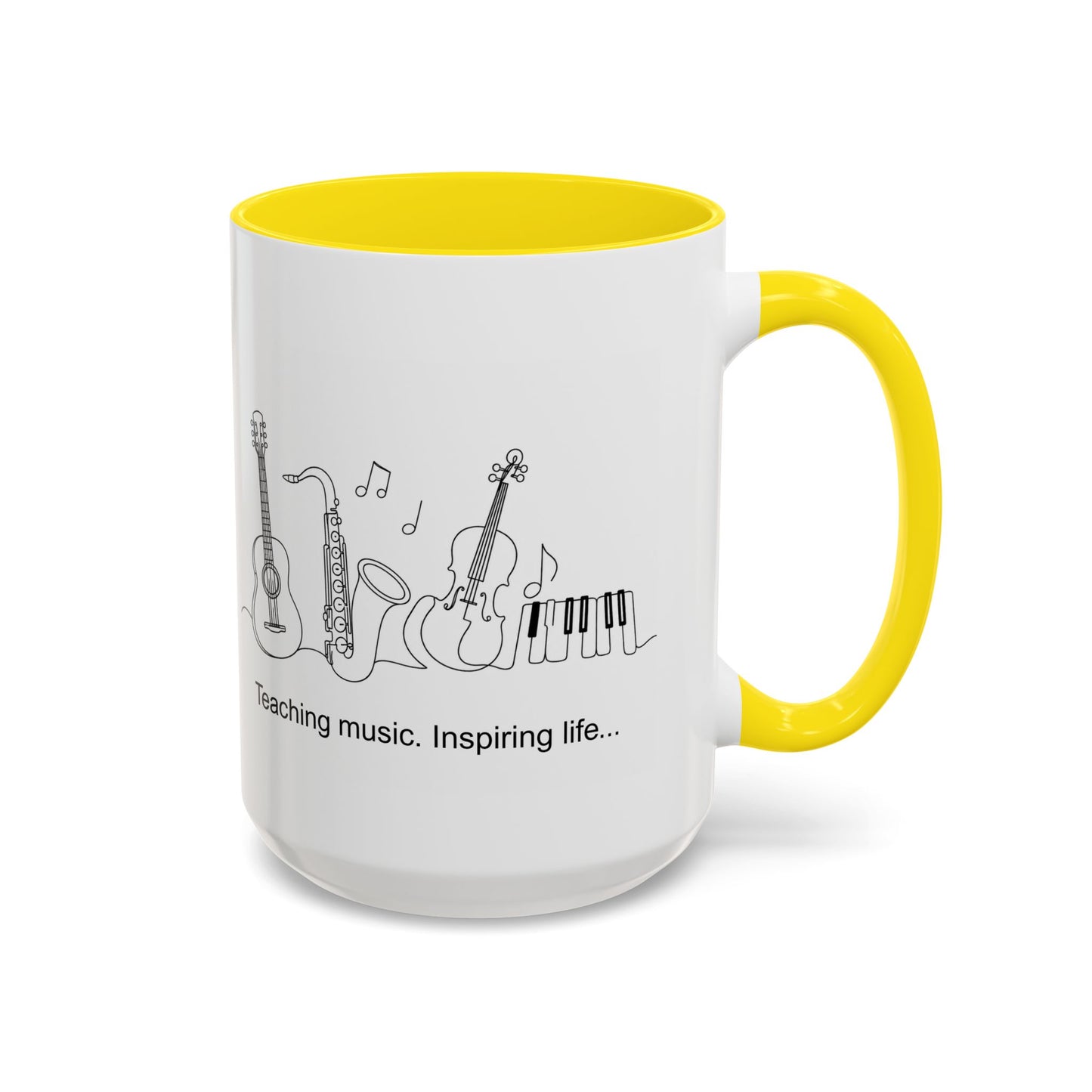 Music Teacher Coffee Mug — "Teaching music. Inspiring life..." Accent Ceramic Mug
