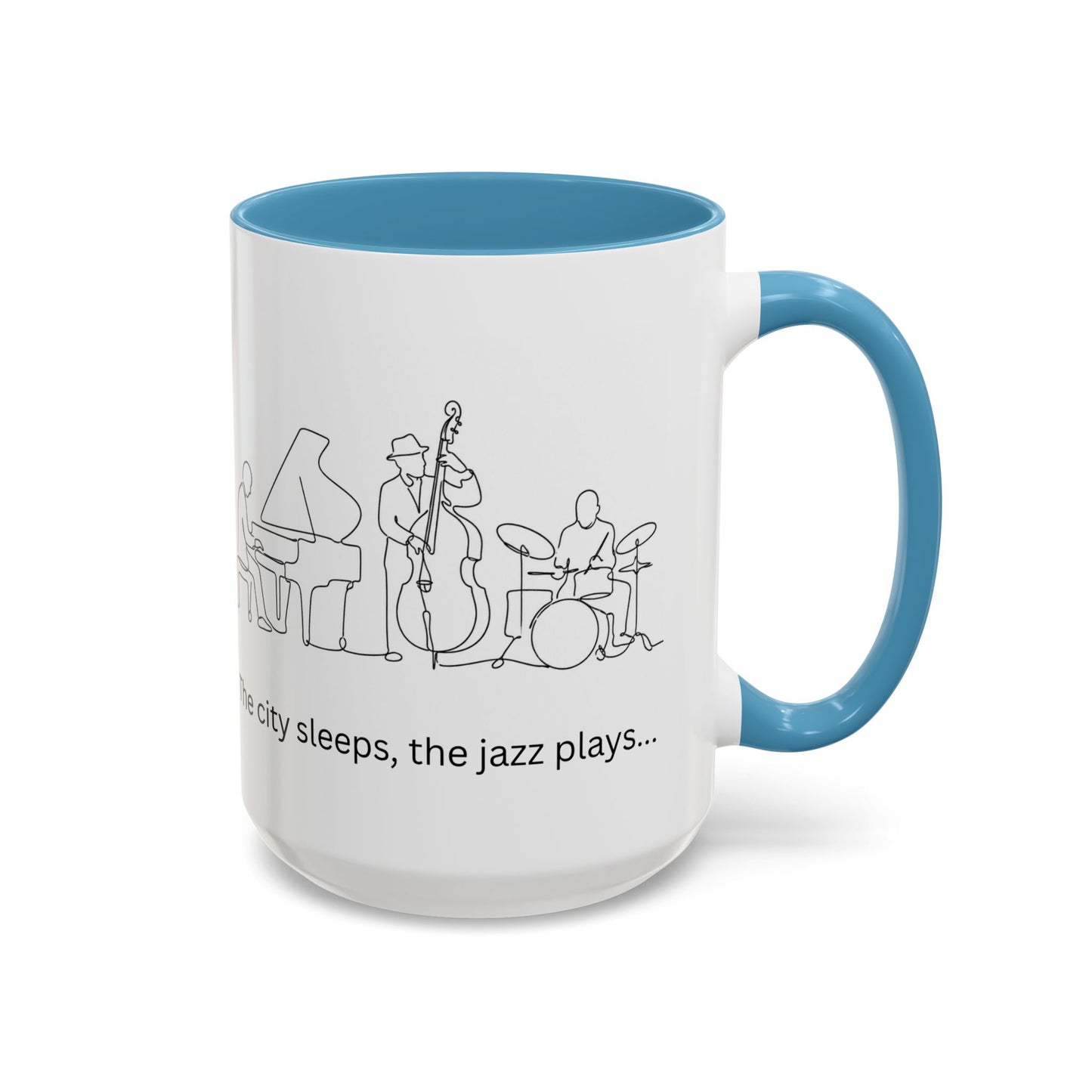 Jazz Night Accent Coffee Mug — "The city sleeps, the jazz plays..."