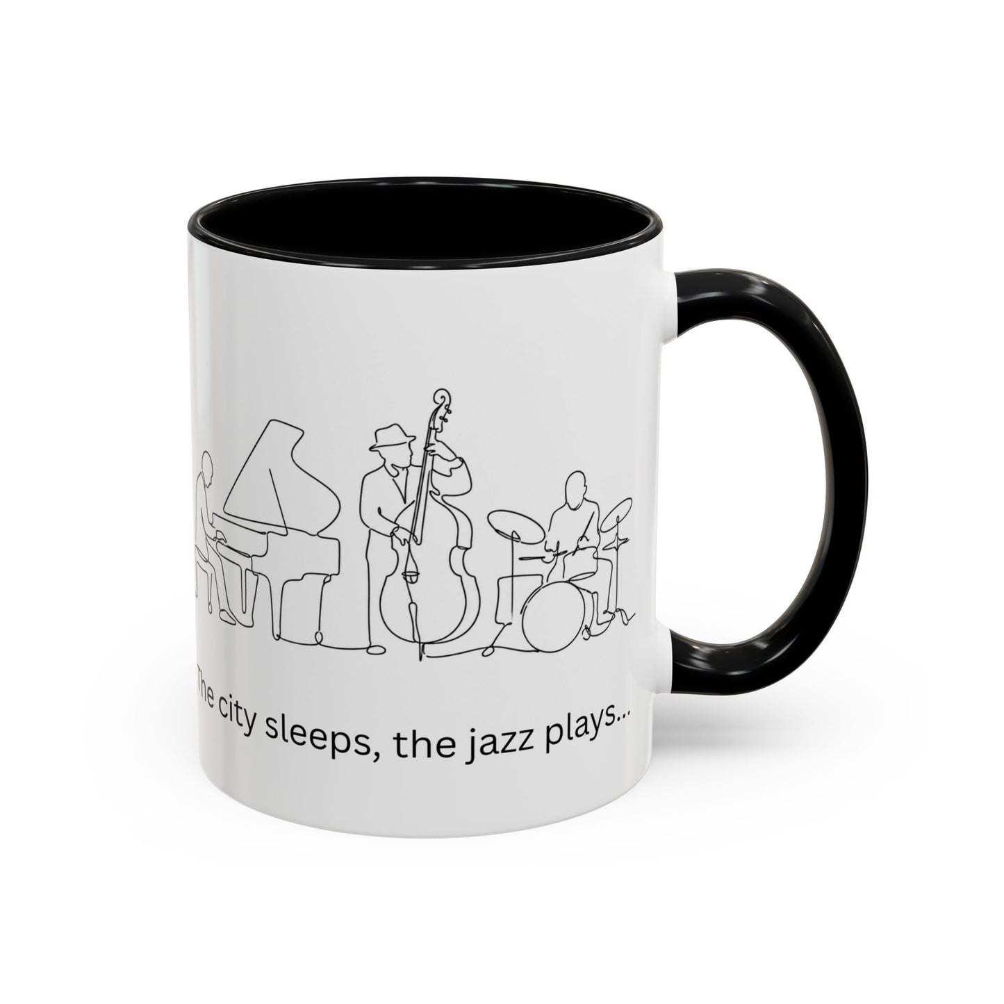Jazz Night Accent Coffee Mug — "The city sleeps, the jazz plays..."
