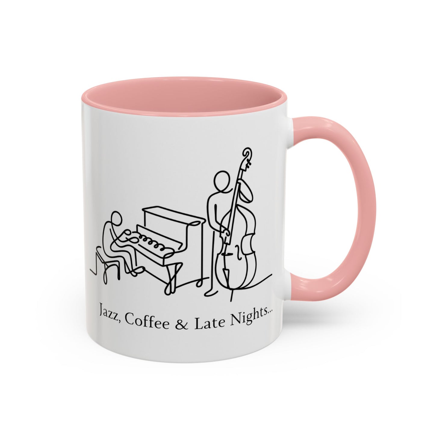Jazz Coffee Mug — 'Jazz, Coffee & Late Nights' Accent Ceramic Mug (11/15oz)