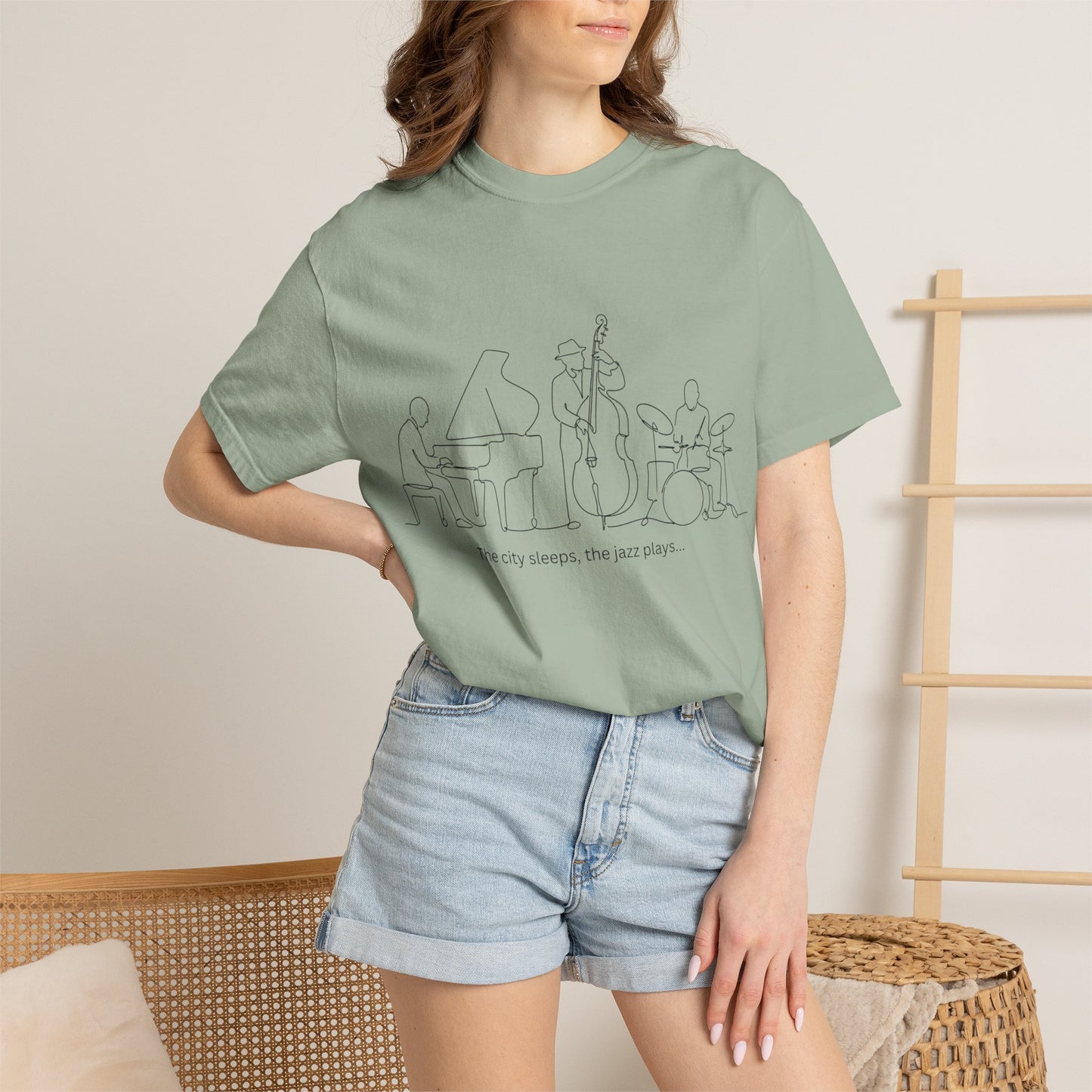 Jazz Band Line Art T-Shirt — "The City Sleeps" Minimal Music Tee