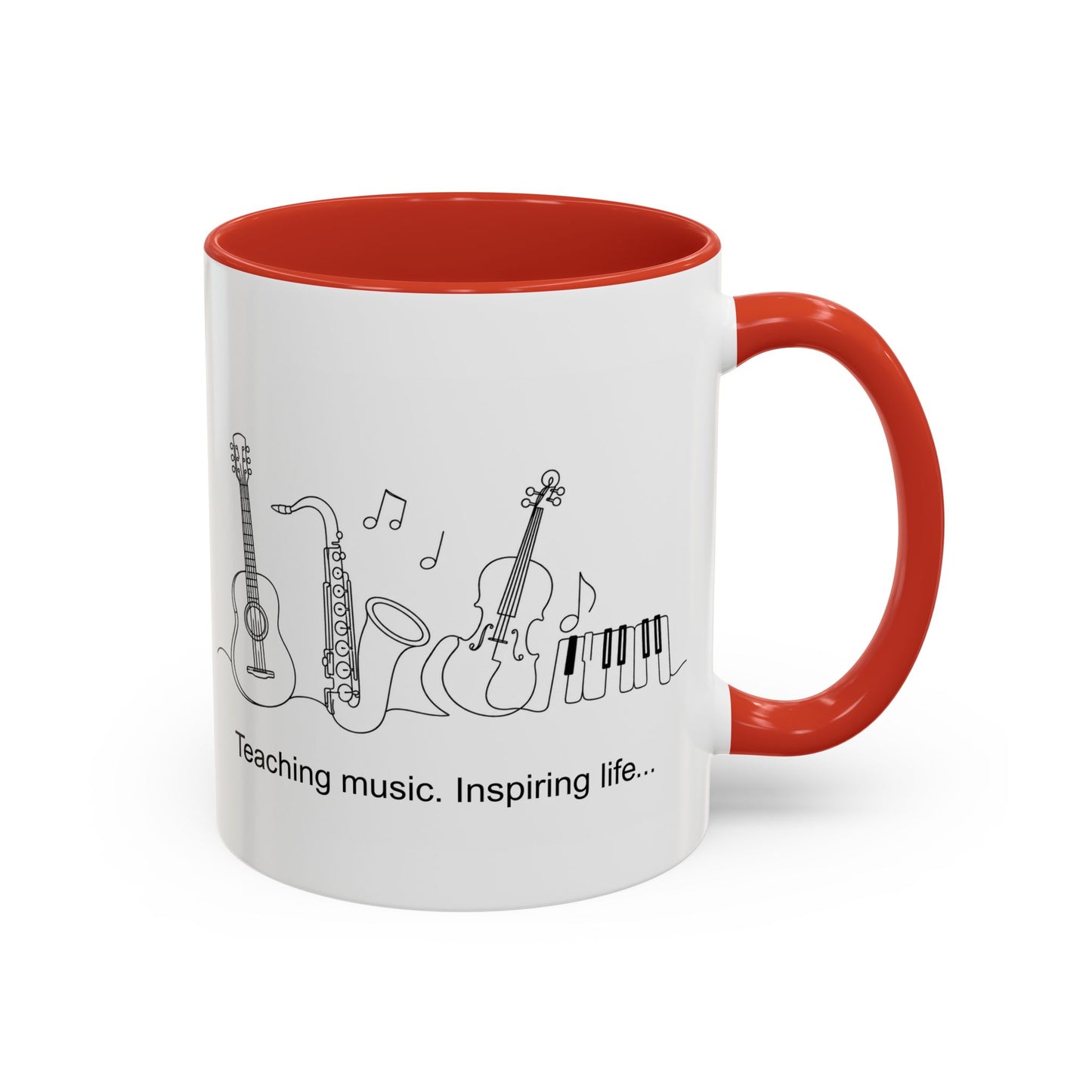 Music Teacher Coffee Mug — "Teaching music. Inspiring life..." Accent Ceramic Mug