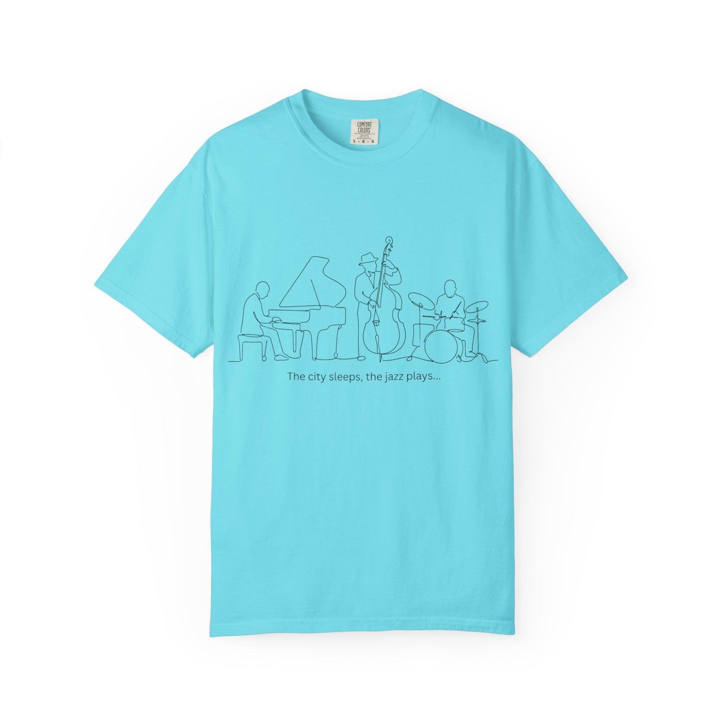 Jazz Band Line Art T-Shirt — "The City Sleeps" Minimal Music Tee