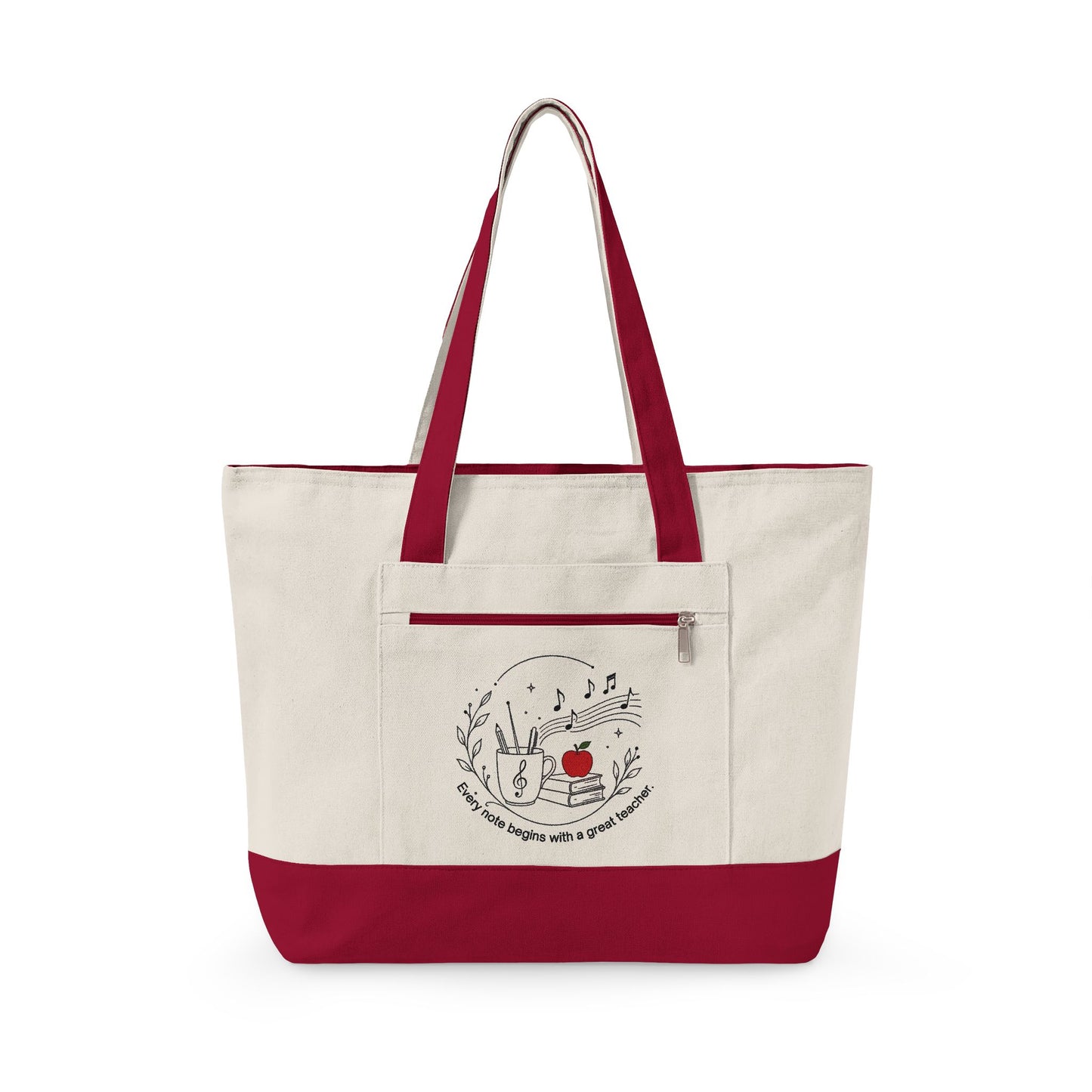 Music Teacher Appreciation Zippered Canvas Tote