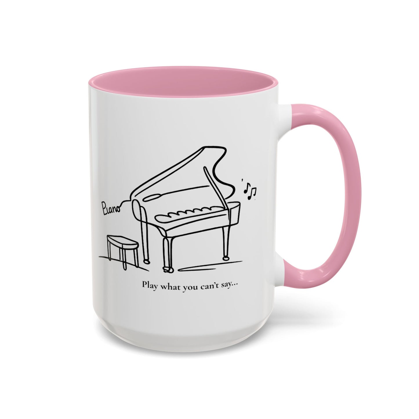 Piano Sketch Coffee Mug – "Play What You Can't Say" 11oz/15oz