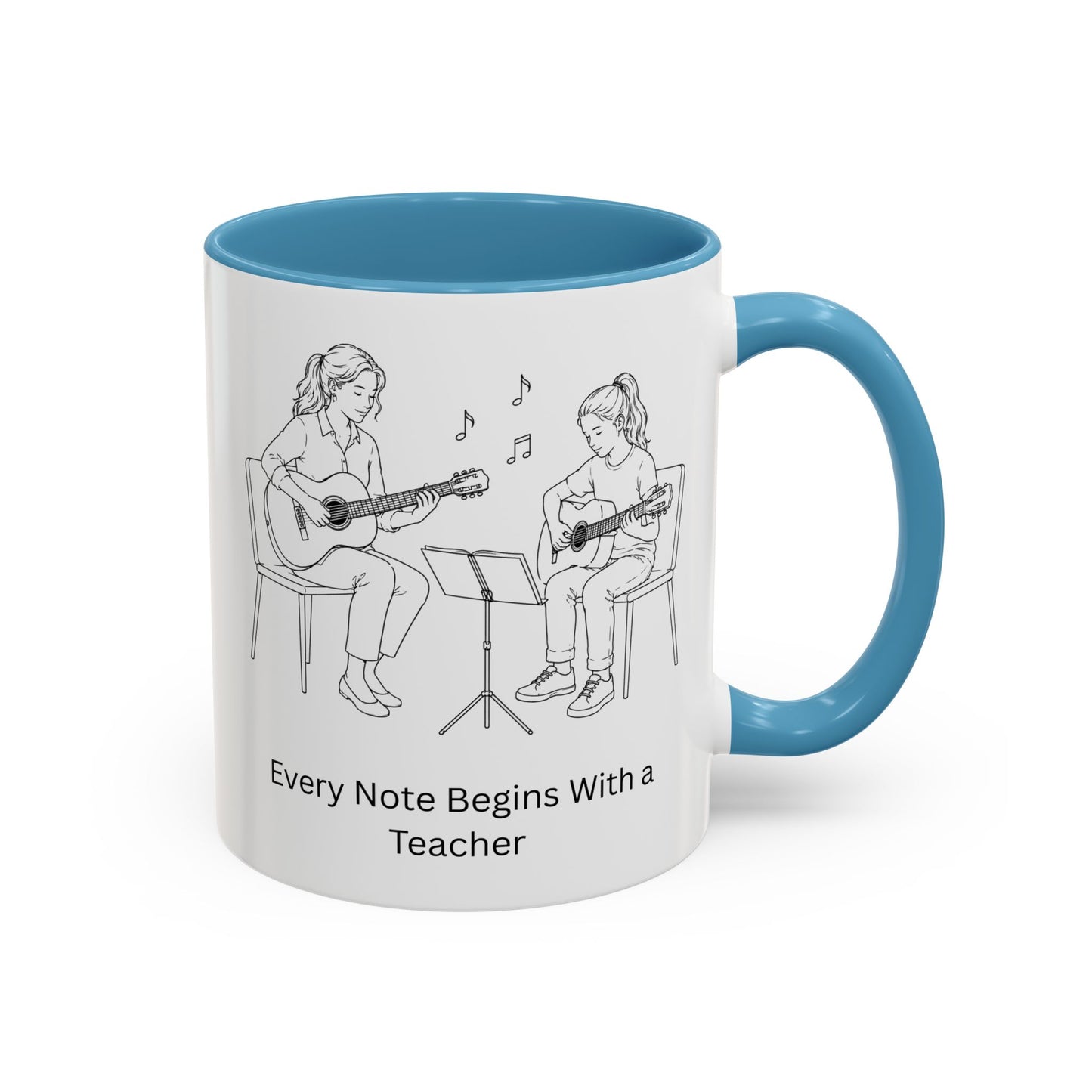 Guitar Teacher Coffee Mug - Every Note Begins With a Teacher