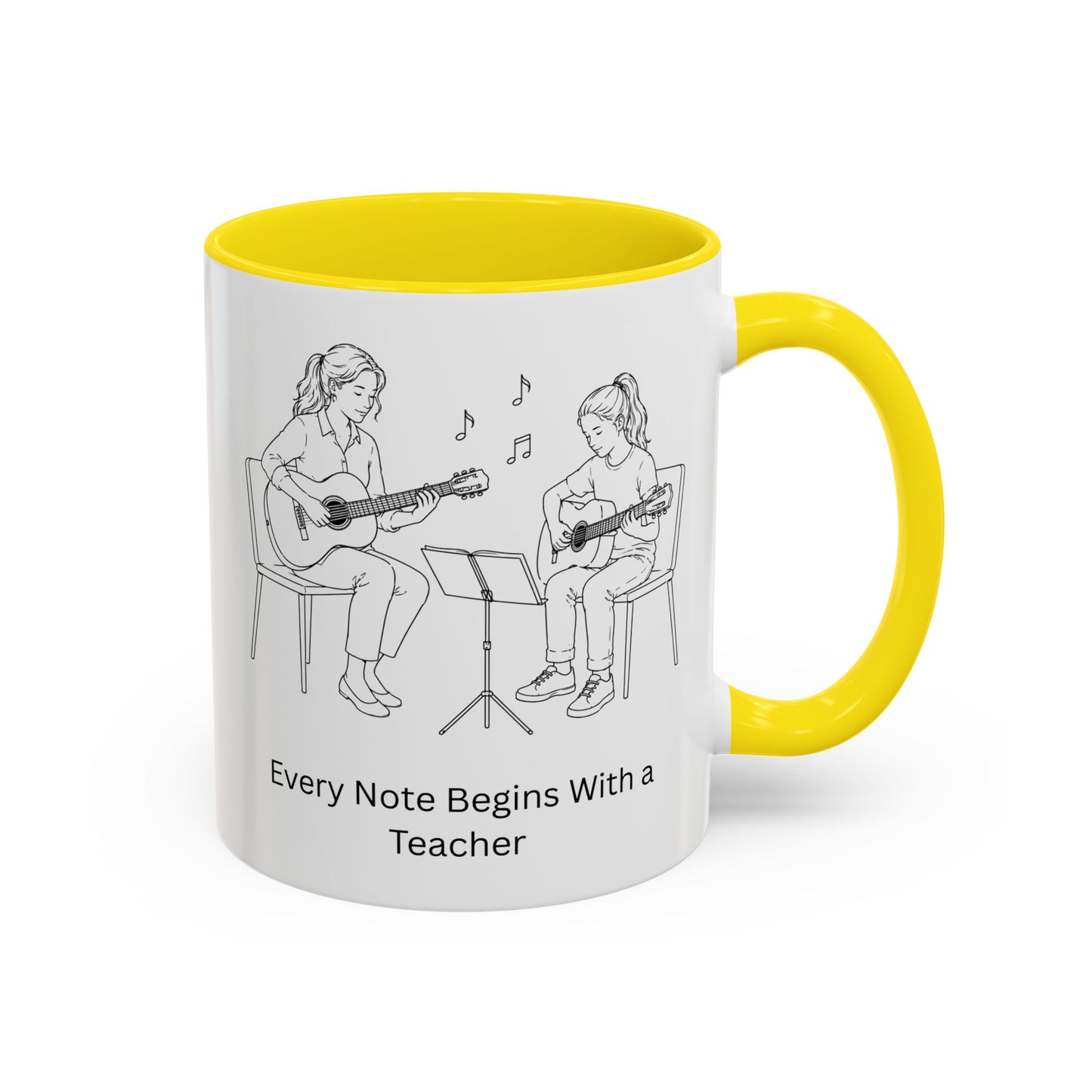 Guitar Teacher Coffee Mug - Every Note Begins With a Teacher