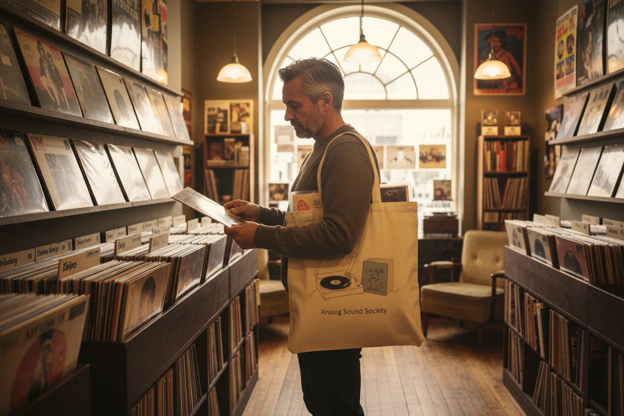 Analog Sound Society Tote — Record Shop Scene