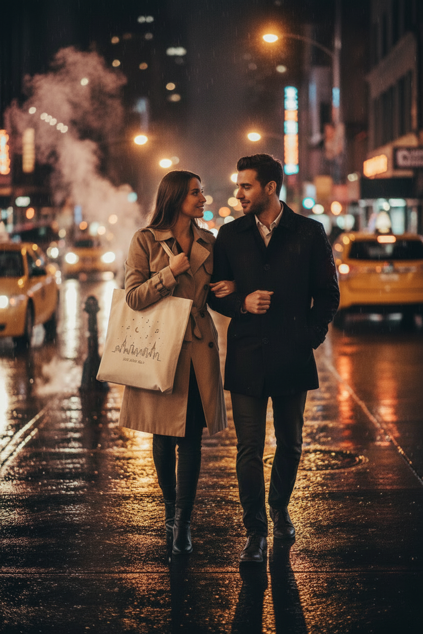 Jazz After Dark Tote – NYC Rainy Night No Umbrella