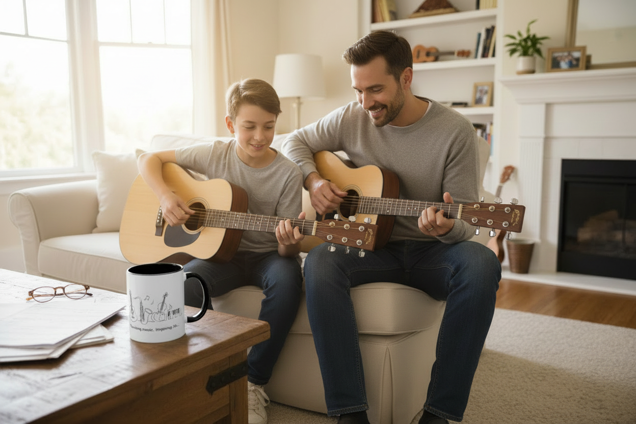 Music Teacher Mug Guitar Lesson Scene