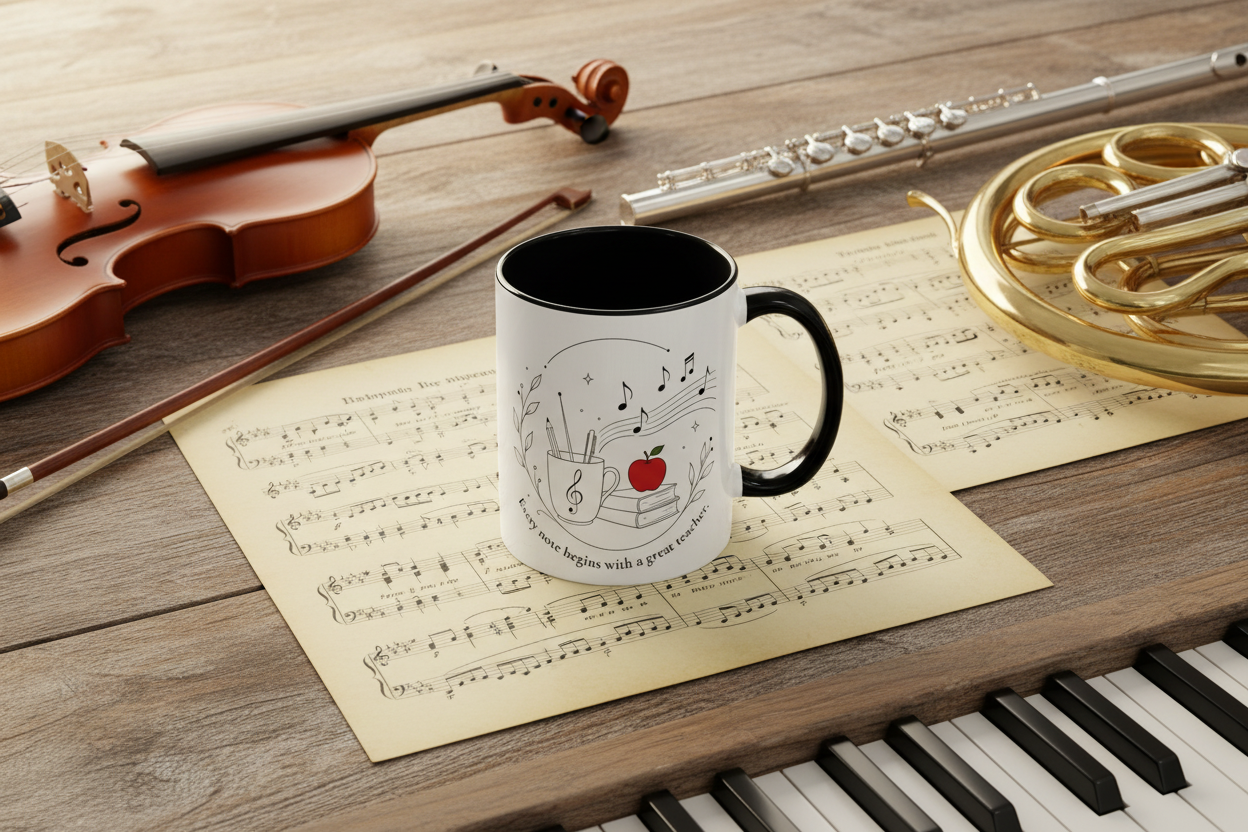Teacher Appreciation Mug on Sheet Music
